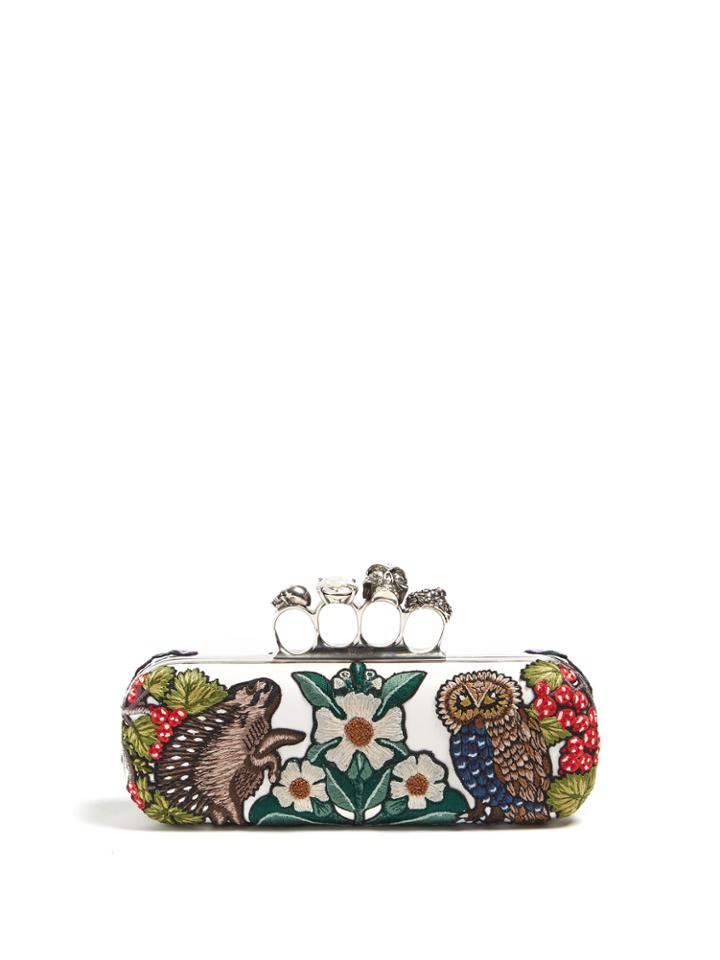 Alexander Mcqueen Medieval Animal-embroidered Knuckle Clutch