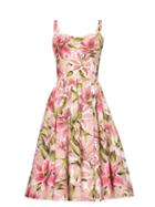 Matchesfashion.com Dolce & Gabbana - Lilium Flocked Organza Knee Length Dress - Womens - Pink Multi