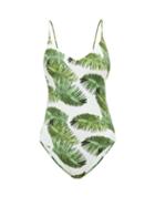 Matchesfashion.com Melissa Odabash - Bora Bora Palm Print Open Back Swimsuit - Womens - White Print