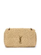 Saint Laurent - Jamie Ysl-logo Raffia Shoulder Bag - Womens - Cream