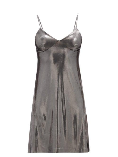 Matchesfashion.com Norma Kamali - V-neck Satin Dress - Womens - Silver