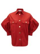Matchesfashion.com Franoise - Puff-sleeve Cotton-twill Shirt - Womens - Burgundy