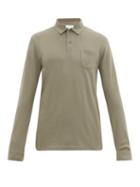 Matchesfashion.com Sunspel - Riviera Long Sleeved Cotton Piqu Polo Shirt - Mens - Grey