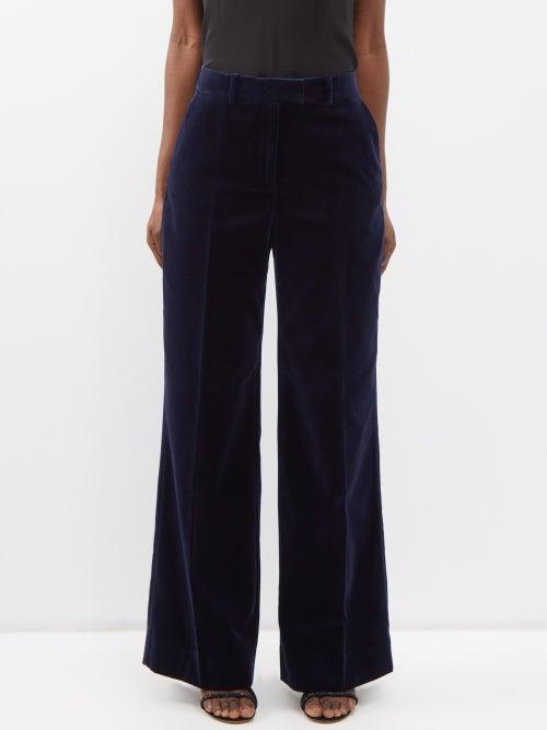 Cefinn - Taylor Velvet Wide-leg Trousers - Womens - Navy