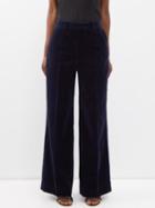 Cefinn - Taylor Velvet Wide-leg Trousers - Womens - Navy