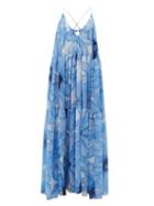 Matchesfashion.com Jacquemus - Mistral Floral-print Chiffon Banded Maxi Dress - Womens - Blue