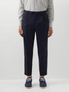 Barena Venezia - Masco Pleated Cropped Wool-blend Trousers - Mens - Navy