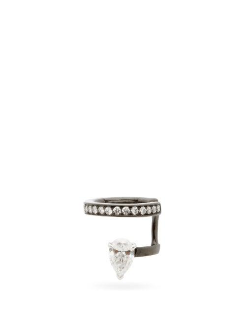 Matchesfashion.com Repossi - Serti Sur Vide Diamond & 18kt Black Gold Ear Cuff - Womens - Black Gold