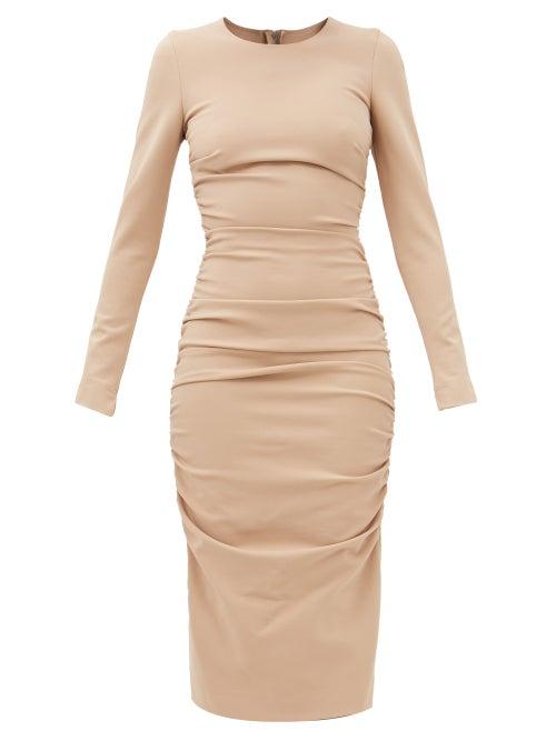 Dolce & Gabbana - Ruched Jersey Dress - Womens - Brown