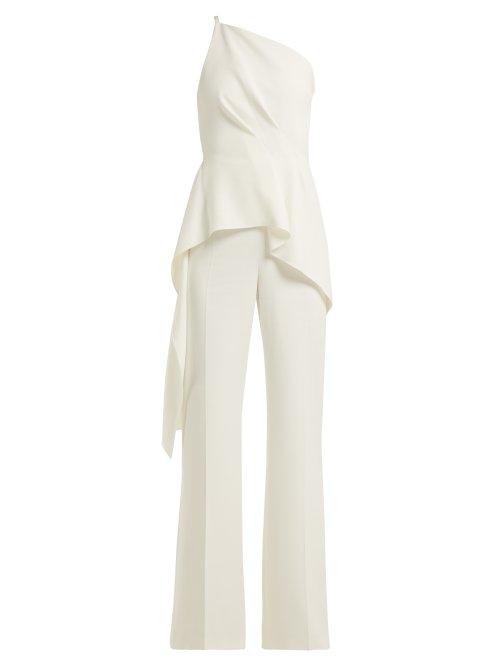 Matchesfashion.com Roland Mouret - Charlesworth Asymmetric Peplum Jumpsuit - Womens - White