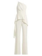 Matchesfashion.com Roland Mouret - Charlesworth Asymmetric Peplum Jumpsuit - Womens - White