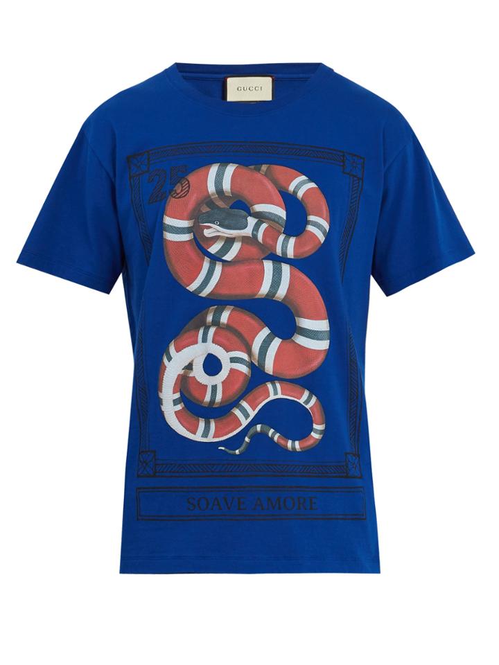 Gucci Snake-print Cotton-jersey T-shirt