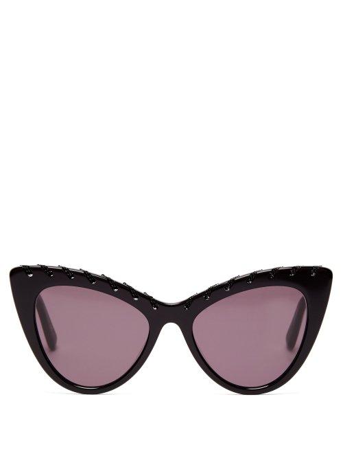 Matchesfashion.com Stella Mccartney - Falabella Chain Cat Eye Acetate Sunglasses - Womens - Black