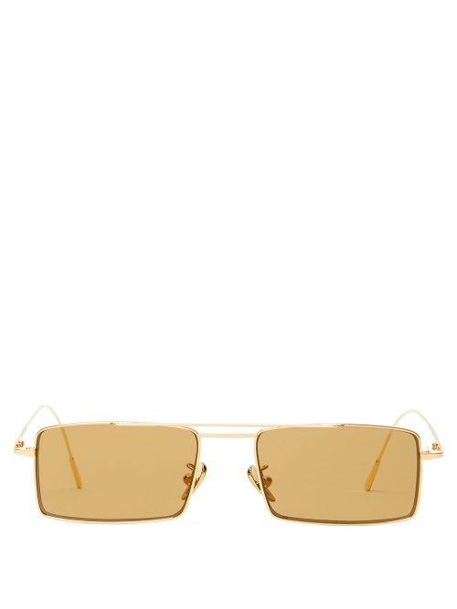 Matchesfashion.com Cutler And Gross - Gold Plated Square Frame Sunglasses - Mens - Yellow