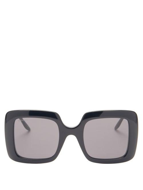 Matchesfashion.com Gucci - Gg Square Acetate Sunglasses - Womens - Black