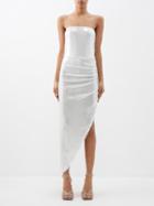 Norma Kamali - Asymmetric-hem Satin Dress - Womens - Silver White