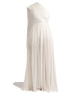 Elie Saab One-shoulder Lace-insert Silk-blend Jumpsuit