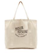 Maison Kitsuné Logo-print Cotton-canvas Tote
