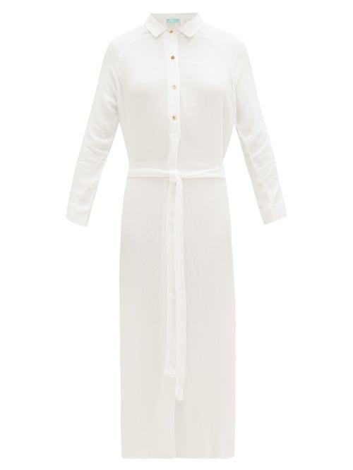 Matchesfashion.com Melissa Odabash - Alesha Belted Voile Shirt Dress - Womens - White