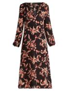 Matchesfashion.com Dundas - Printed Silk Georgette Midi Dress - Womens - Black Pink