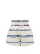 Matchesfashion.com Isabel Marant - Baixa Cotton-blend Jacquard Shorts - Womens - White Multi