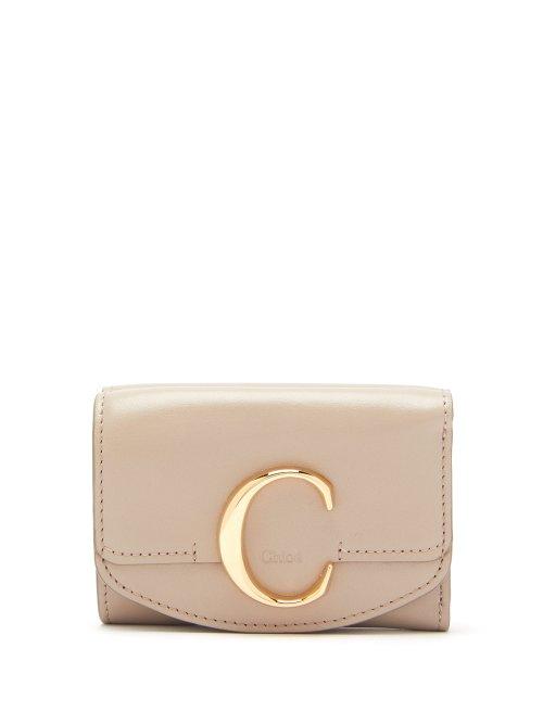 Matchesfashion.com Chlo - The C Logo Leather Wallet - Womens - Grey