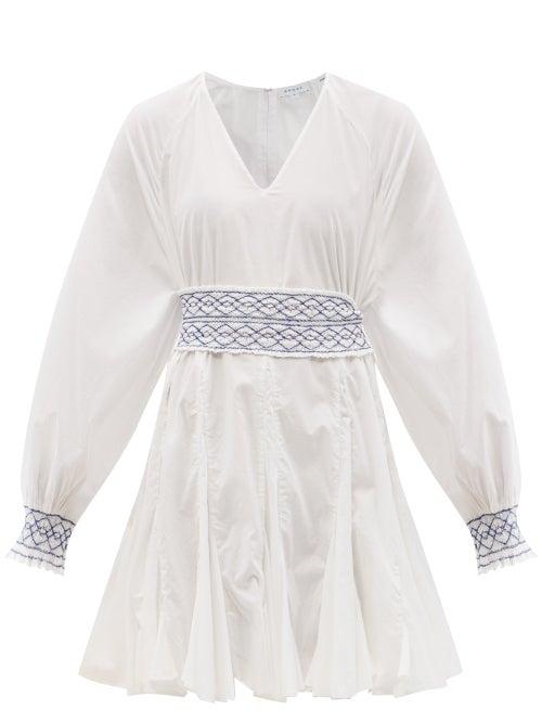 Ladies Beachwear Rhode - Olivia Belted V-neck Cotton Mini Dress - Womens - White