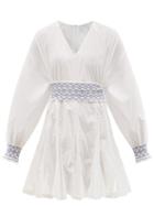 Ladies Beachwear Rhode - Olivia Belted V-neck Cotton Mini Dress - Womens - White