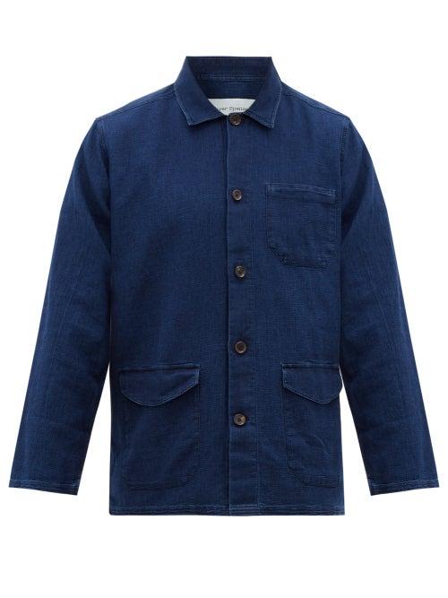 Matchesfashion.com Oliver Spencer - Kildale Patch-pocket Garment-dyed Cotton Jacket - Mens - Indigo