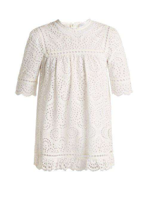 Matchesfashion.com Zimmermann - Bayou Embroidered Cotton Top - Womens - Ivory