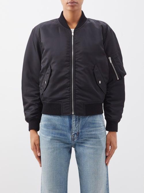 Saint Laurent - Flap-pocket Shell Bomber Jacket - Womens - Black