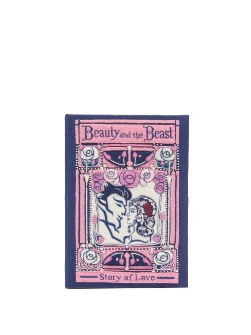 Olympia Le-tan - Beauty & The Beast Embroidered-canvas Clutch - Womens - Pink Multi