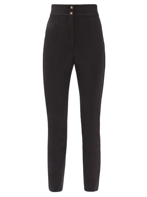 Matchesfashion.com Dolce & Gabbana - High-rise Wool-blend Slim-leg Trousers - Womens - Black