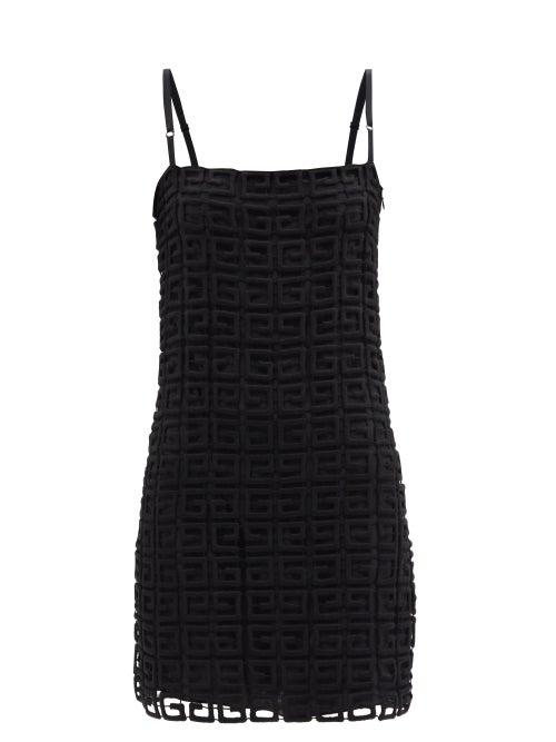Ladies Rtw Givenchy - Logo Wool-blend Guipure-lace Mini Dress - Womens - Black