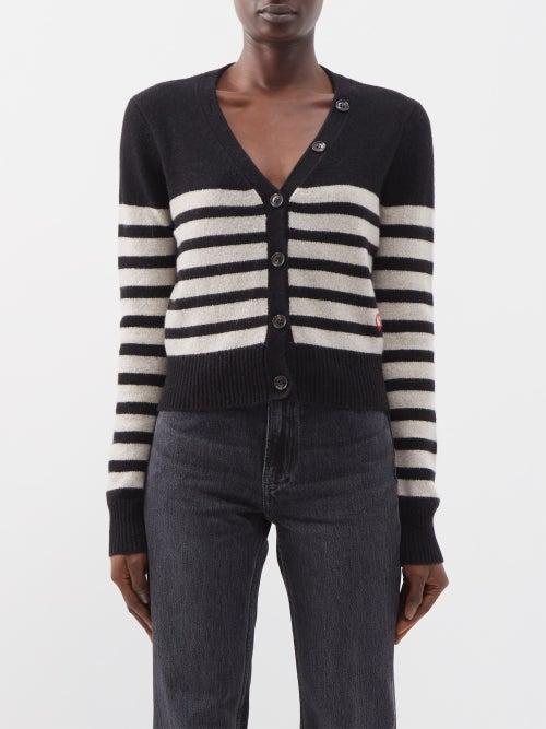 Frame - X Claudia Schiffer Striped Cashmere Cardigan - Womens - Black Beige