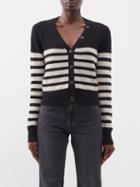 Frame - X Claudia Schiffer Striped Cashmere Cardigan - Womens - Black Beige