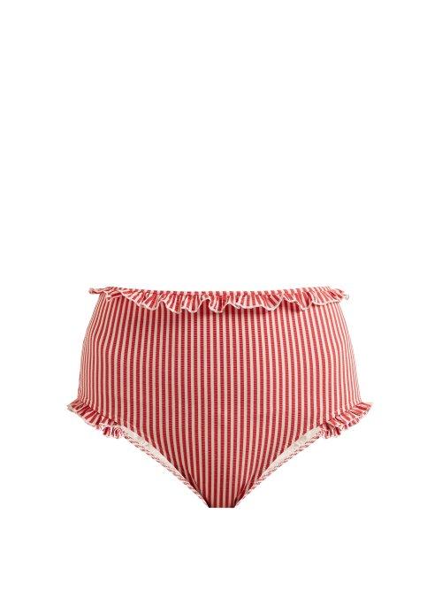 Matchesfashion.com Solid & Striped - The Leslie Striped High Rise Bikini Briefs - Womens - Red Stripe