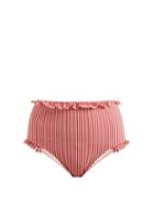 Matchesfashion.com Solid & Striped - The Leslie Striped High Rise Bikini Briefs - Womens - Red Stripe