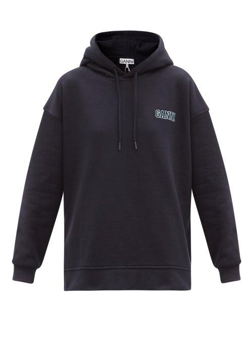 Matchesfashion.com Ganni - Software Organic Cotton-blend Hooded Sweatshirt - Womens - Dark Navy