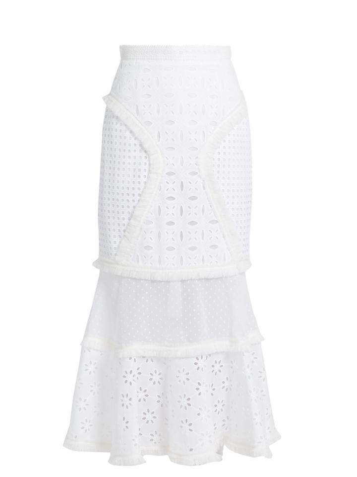 Andrew Gn Broderie-anglaise Panelled Cotton Skirt