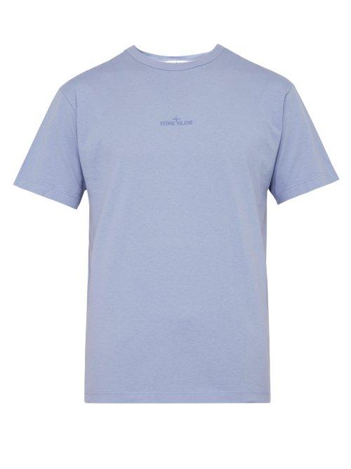 Matchesfashion.com Stone Island - Logo Print Cotton T Shirt - Mens - Light Purple