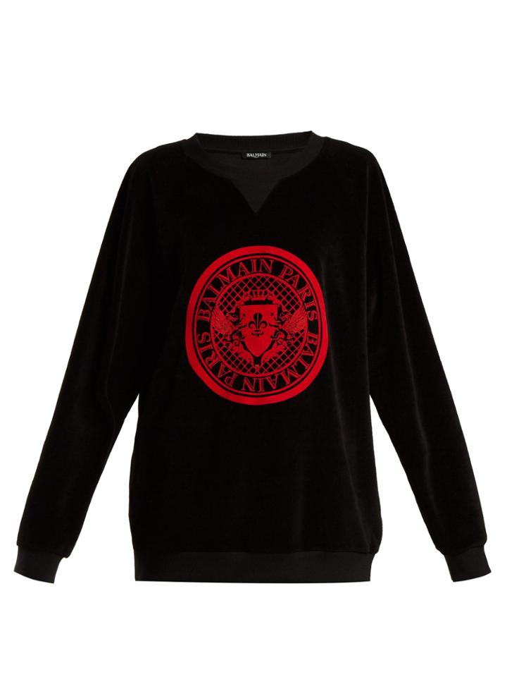 Balmain Logo-jacquard Velvet Sweatshirt