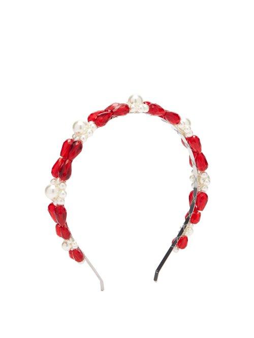 Matchesfashion.com Simone Rocha - Daisy Faux Pearl And Bead Embellished Headband - Womens - Red