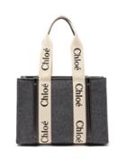 Chlo - Woody Small Leather-trim Felt Tote Bag - Womens - Grey