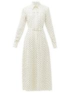 Matchesfashion.com Gabriela Hearst - Descartes Polka Dot Silk-twill Shirt Dress - Womens - Navy White