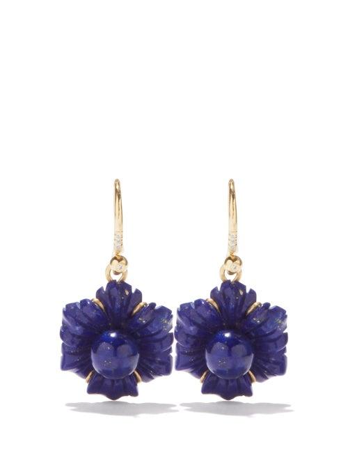 Irene Neuwirth - Botanical Diamond, Lapis & 18kt Gold Earrings - Womens - Blue
