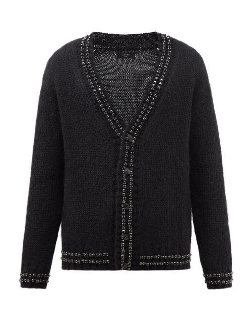 Amiri - Crystal-embellished Mohair-blend Cardigan - Mens - Black