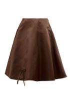 Matchesfashion.com Prada - Bow Appliqu Double Silk Satin Midi Skirt - Womens - Dark Brown