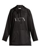 Matchesfashion.com Valentino - Logo Print Jersey Hooded Sweatshirt - Womens - Black