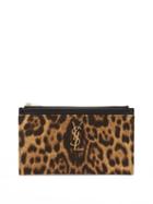 Matchesfashion.com Saint Laurent - Ysl-plaque Leopard-print Canvas Pouch - Womens - Leopard